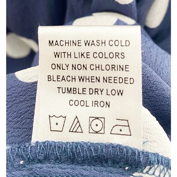 Tularosa Women's Hattie Dress Cold Shoulder Tier Ruffled Mini Blue White Ink Dot - Picture 9 of 10